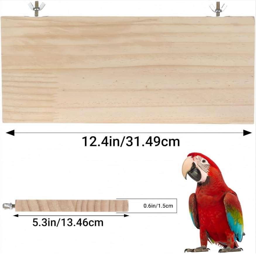 Rectangular Wood Bird Perch Stand, 2Pcs Wooden Parrot Wood Platform Perch, Rectangular Wood Platform Wood Perch Stand Board for Small Animals image number 6