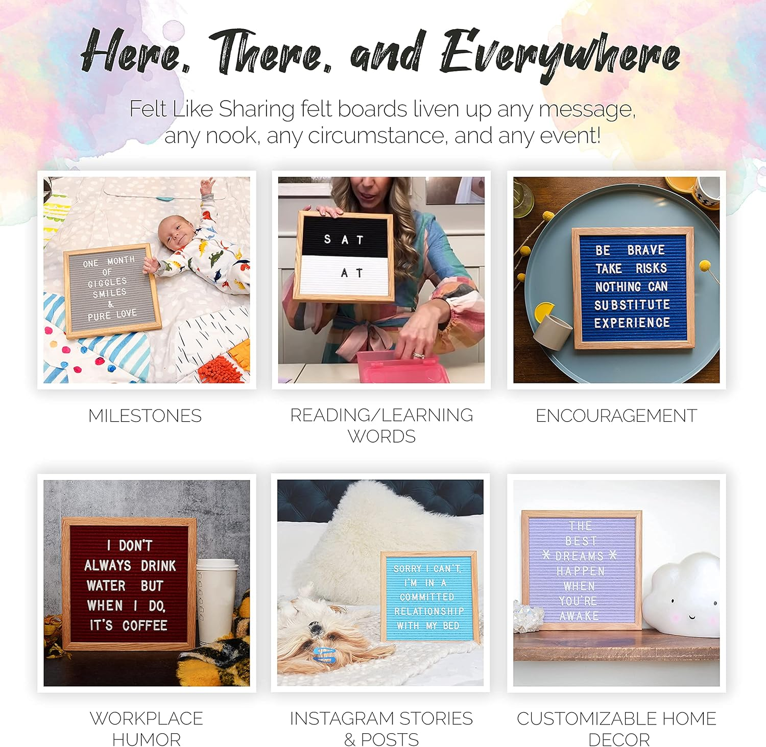 Felt Letter Board 10X10 Inches. Changeable Letter Boards Include 300 Plastic Letters & Oak Frame. 10"X10" Colorblock Black & White image number 2