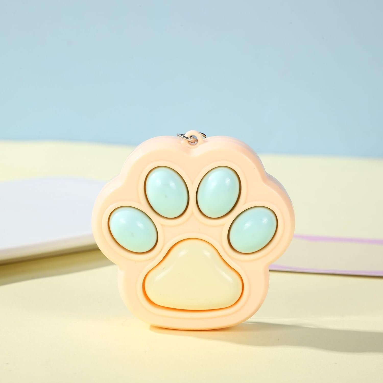 3 Pcs Cat Paw Fidget Keychain, Cute Mini Clicker Toys Clored Anxiety and Stress Relief Sensory Toy for Adults