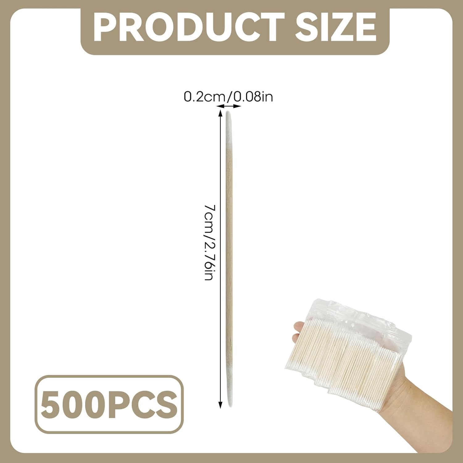 500 Pcs Pointed Tip Cotton Swabs - 4 Inch Precision Microblading Buds with Thin Wooden Handle for Makeup, Nail Polish, Cosmetic Touch Ups & Detailed Cleaning image number 1