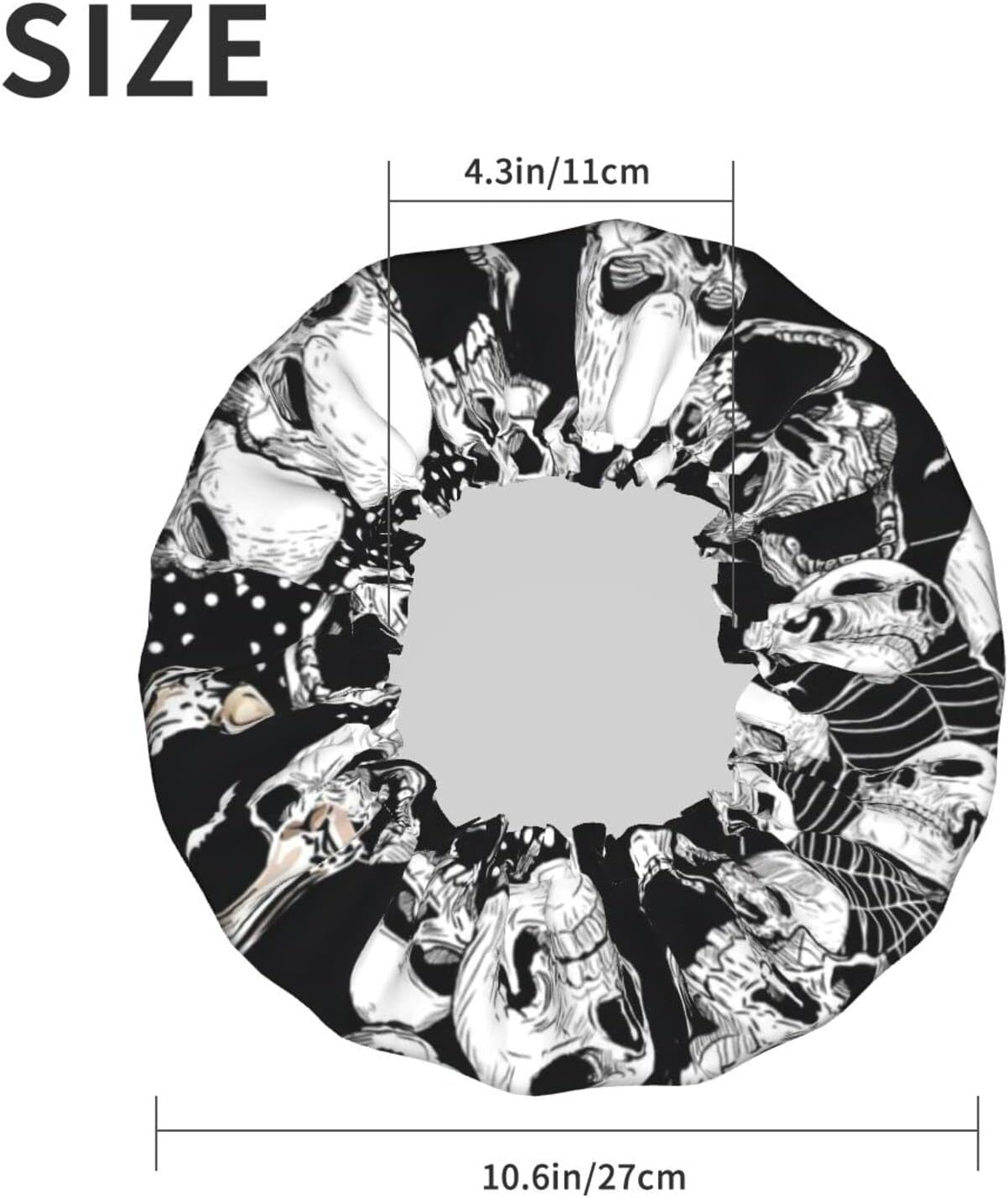 Wurton Skull Background Print Reusable Enviro-Care Shower Cap Soft for Women Double Waterproof Layers Showe Cap image number 4