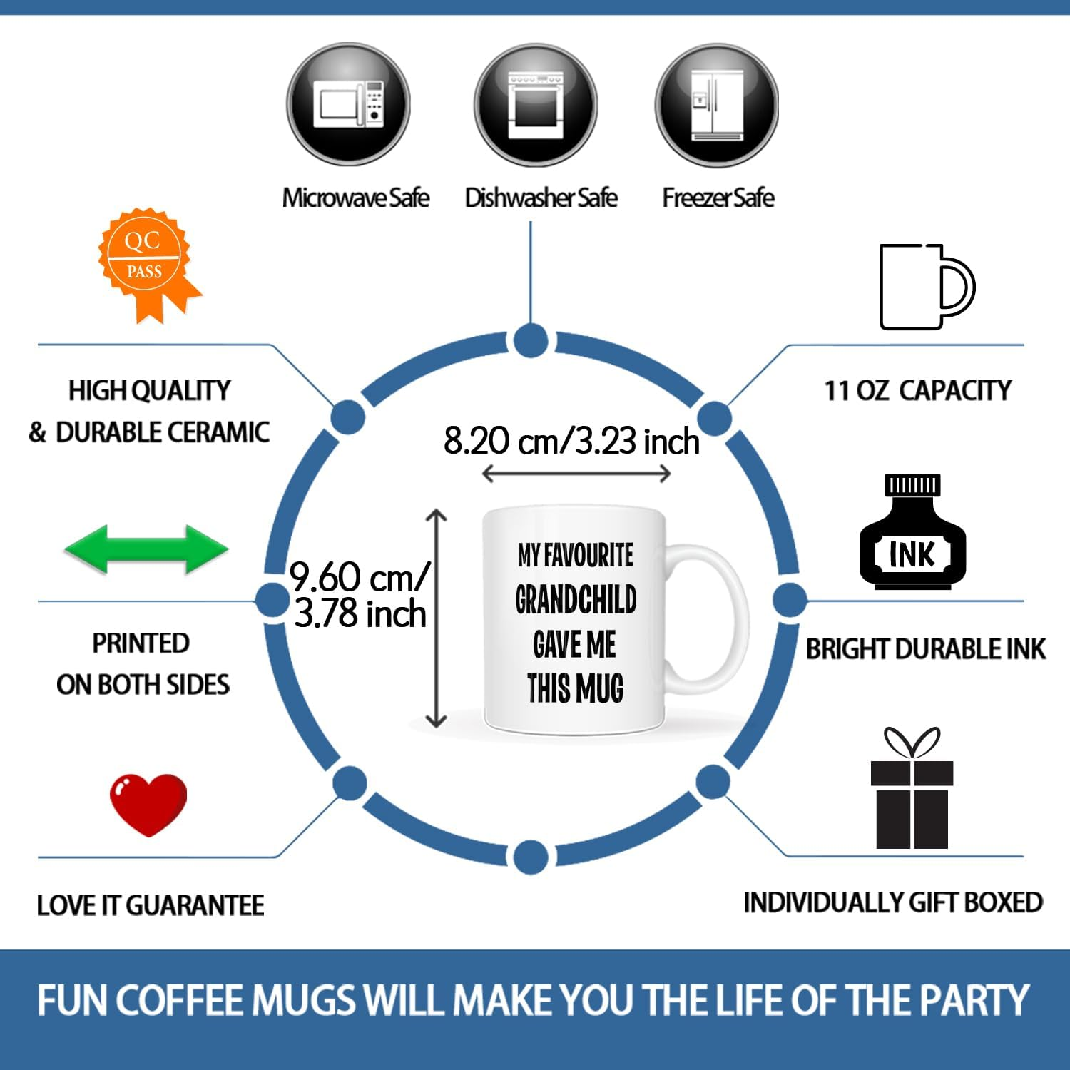 Funny Grandchild Birthday Gifts from Grandfatherr Grandmother Favourite Grandchild Mug 11Oz, My Favourite Grandchild Give Me This Mug for Grandad and Grandma image number 1