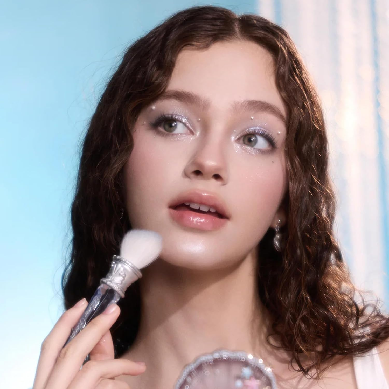 Flower Knows Shell'S Jewel Angled Blush Brush,Soft Powder Blush Brush for Cheeks,Face Makeup Brush for a Sculpted Look,Lightweihgt,Vegan & Cruelty-Free(Crystal Pink) - Shell'S Jewel-Crystal Pink image number 2