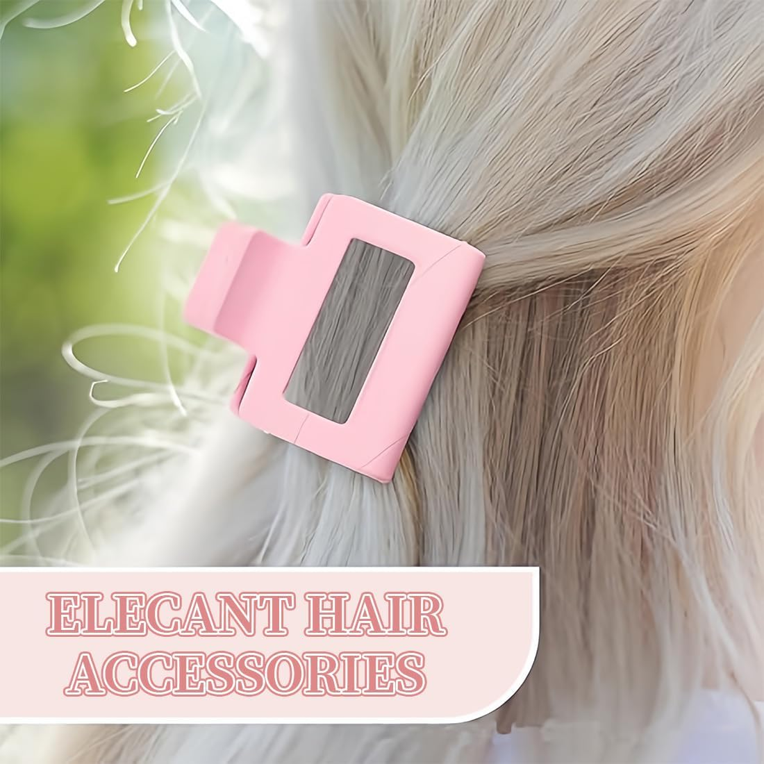 5Pcs Women Hair Clips Large Pink Hair Claw Clip Matte Rectangular Hair Claw Clip Flower Style Square Heart Shape Hair Clip Hair Clip image number 5