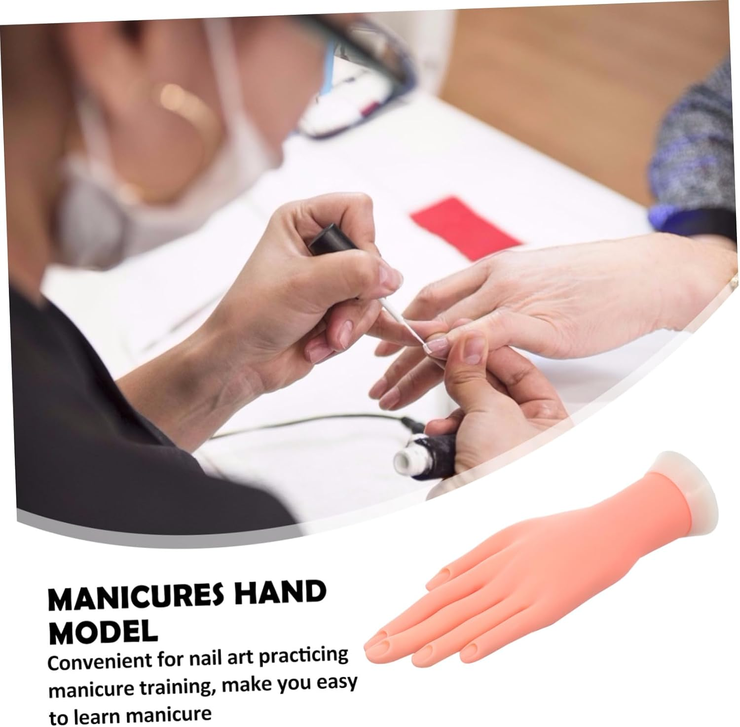 CALLARON Silicone Manicure Training Hand Model Bendable False Hand for Nail Art Practice and Portable for Beginners for Salon Artists image number 1