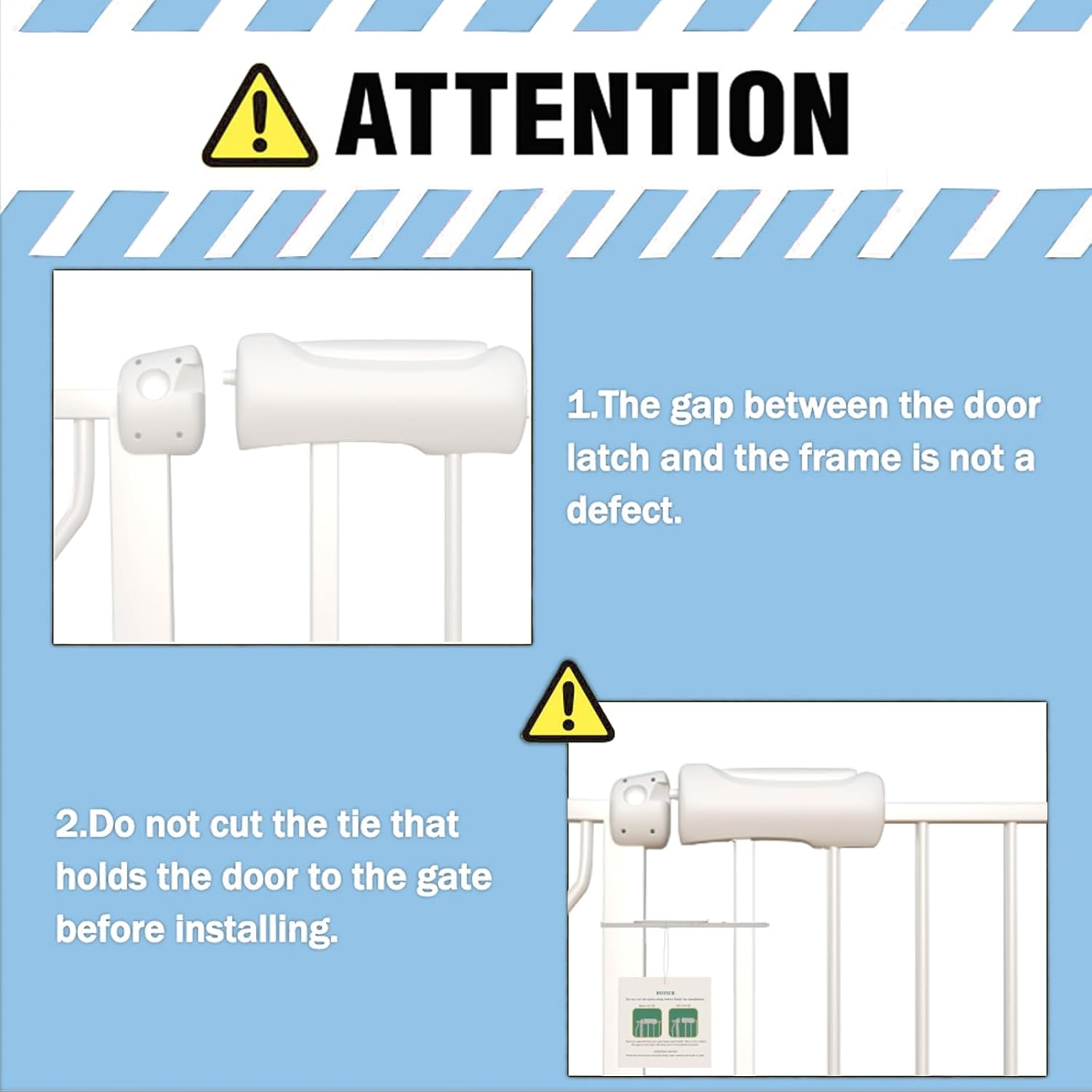 ALLAIBB Extra Wide Baby Gate for Stairs,Walk Thru Pressure Mount Auto Close White Metal Child Dog Pet Safety Doorways,Kitchen, Living Room (134-158Cm/52.75-62.2")
