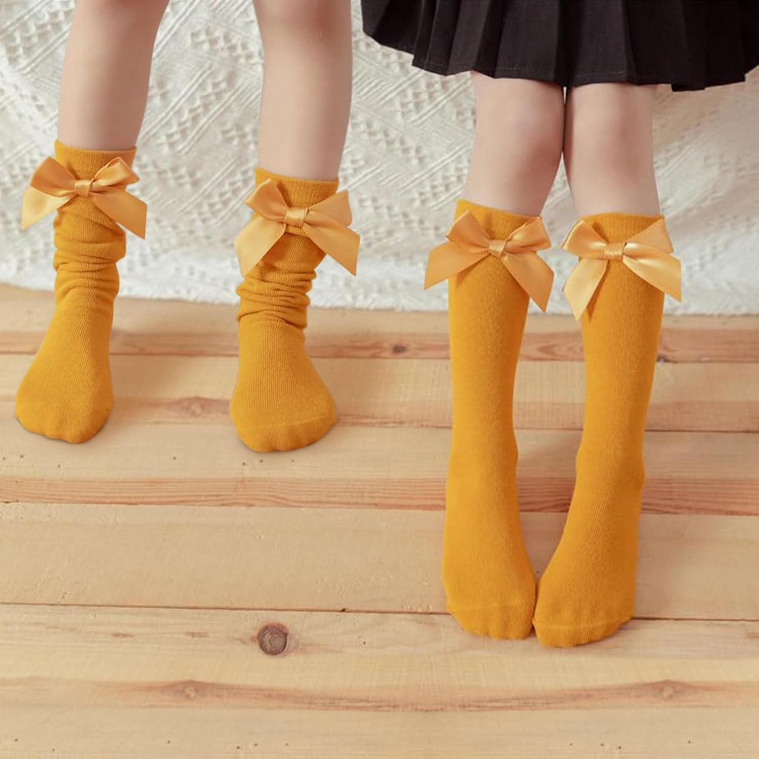 Lyvixora Newborn Baby Girls Socks with Bows - Soft Knee-High Christmas Style, Cute & Long Comfortable Infant Toddler Socks, Warm in Autumn and Winter image number 5