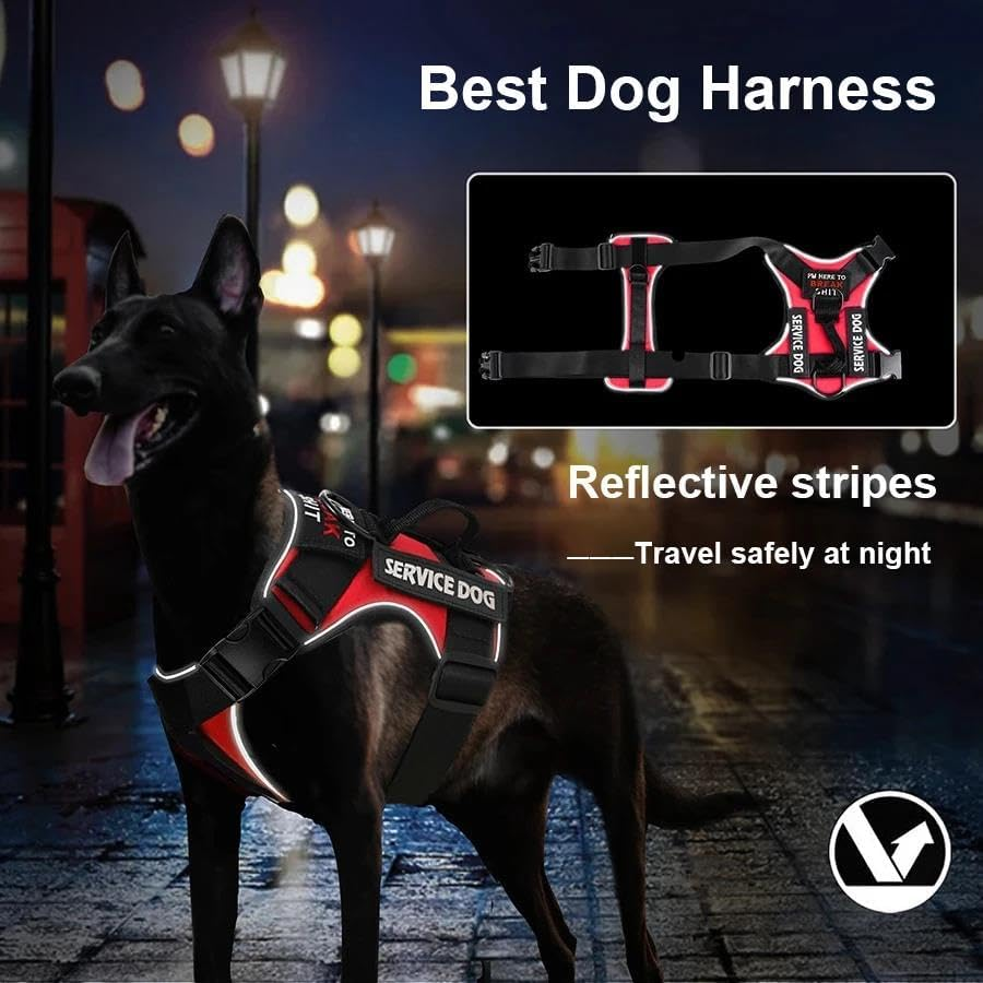 Durable Nylon No Tension Dog Harness Outdoor Reflective Dog Harness Vest Adjustable Durable Nylon Pet Harness Outdoor Dog Walking Training Camping Hunting Harness,A,L image number 2