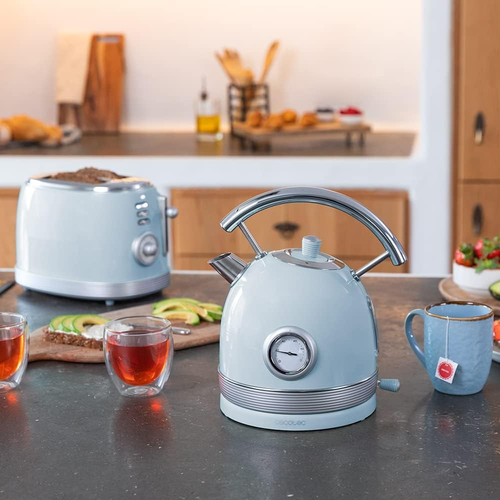 Cecotec Thermosense 420 Electric Kettle, Light Blue, 1.8 L Capacity, 2200 W, Temperature Display, 360&deg; Base, Stainless Steel, Vintage Style, Blue, Automatic Shut-Off, Bpa-Free - Blau image number 3