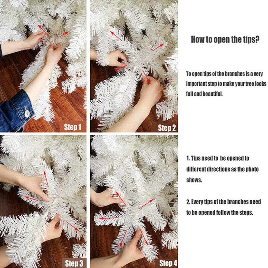 Black Xmas Christmas Tree 1.8M/6Ft 1200 PVC Tips Metal Construction Decoration Chistmas Gift image number 6