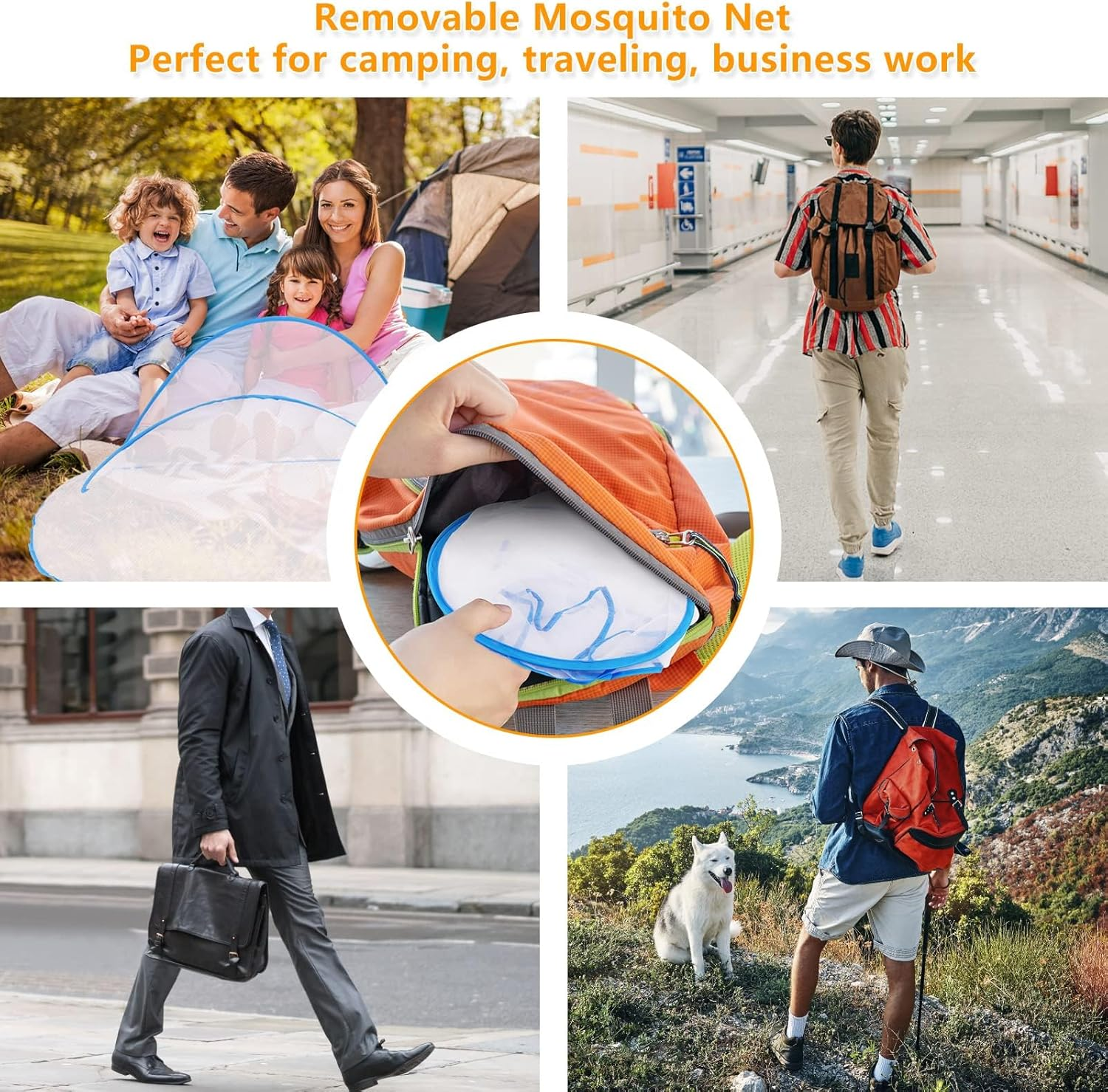 Portable Mosquito Net Tent, Folding Mosquito Head Net, Pop up Tent Netting for Bedding Camping Traveling Patio (1 Pack, Large), White image number 3