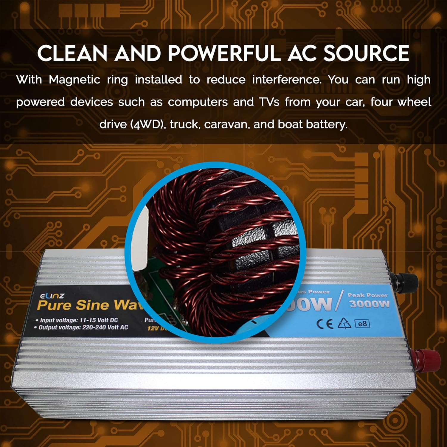 1500W/3000W Inverter 12V to 240V Pure Sine Wave Power Elinz Low High Voltage Input Short Circuit Output Overload Protection AUS Plug Car Caravan Ute SUV Truck Trailer Bus Camper 2Yr Warranty image number 3