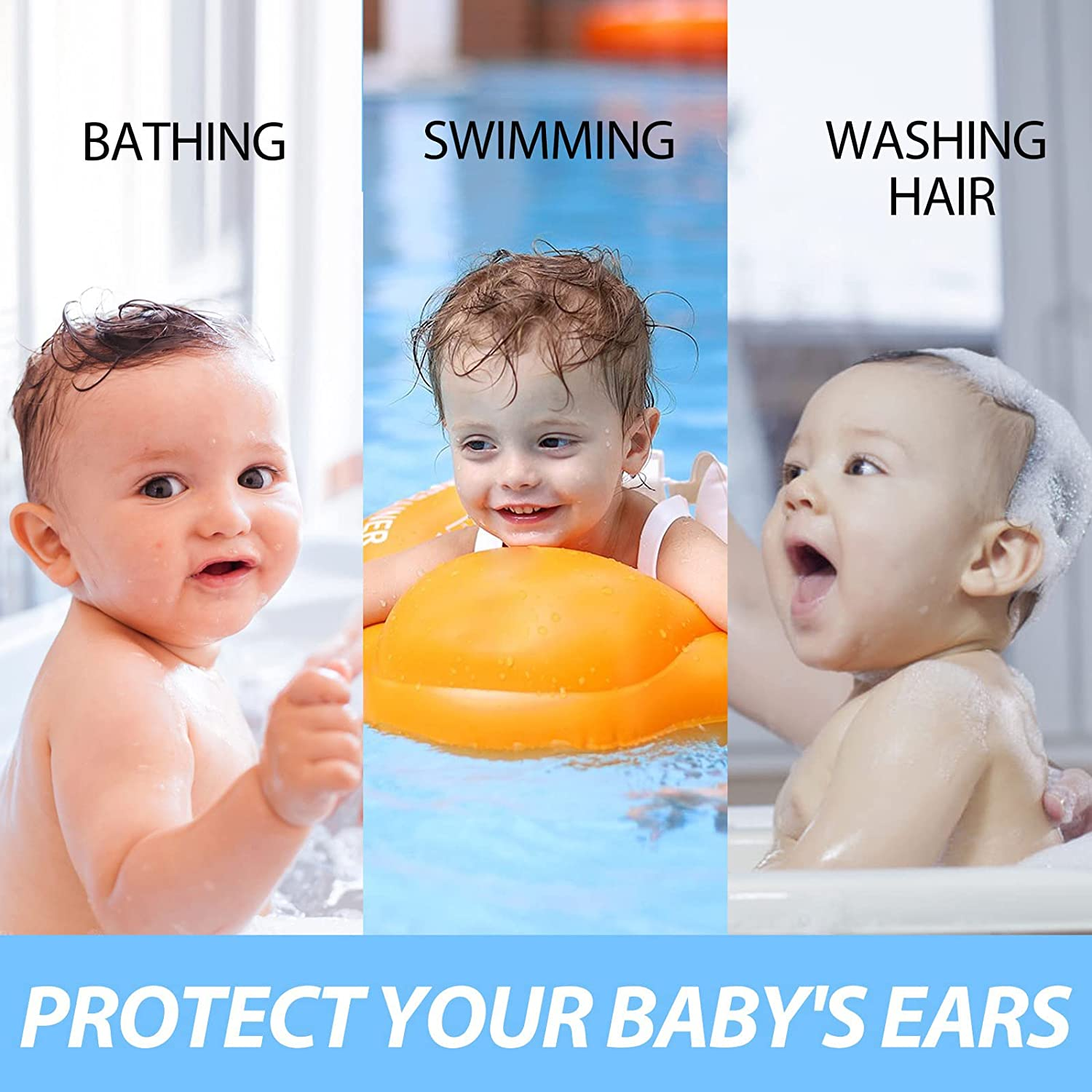 Upgraded Baby Shower Ear Stickers - 100PCS Newborn Waterproof Ear Cap with Thickened Absorbent Cotton Disposable Ear Covers Ear Protection for Shower Bathing Swimming Surfing Water Sports - Ear Protector, Transparency (7 X 9Cm for Adult) image number 2