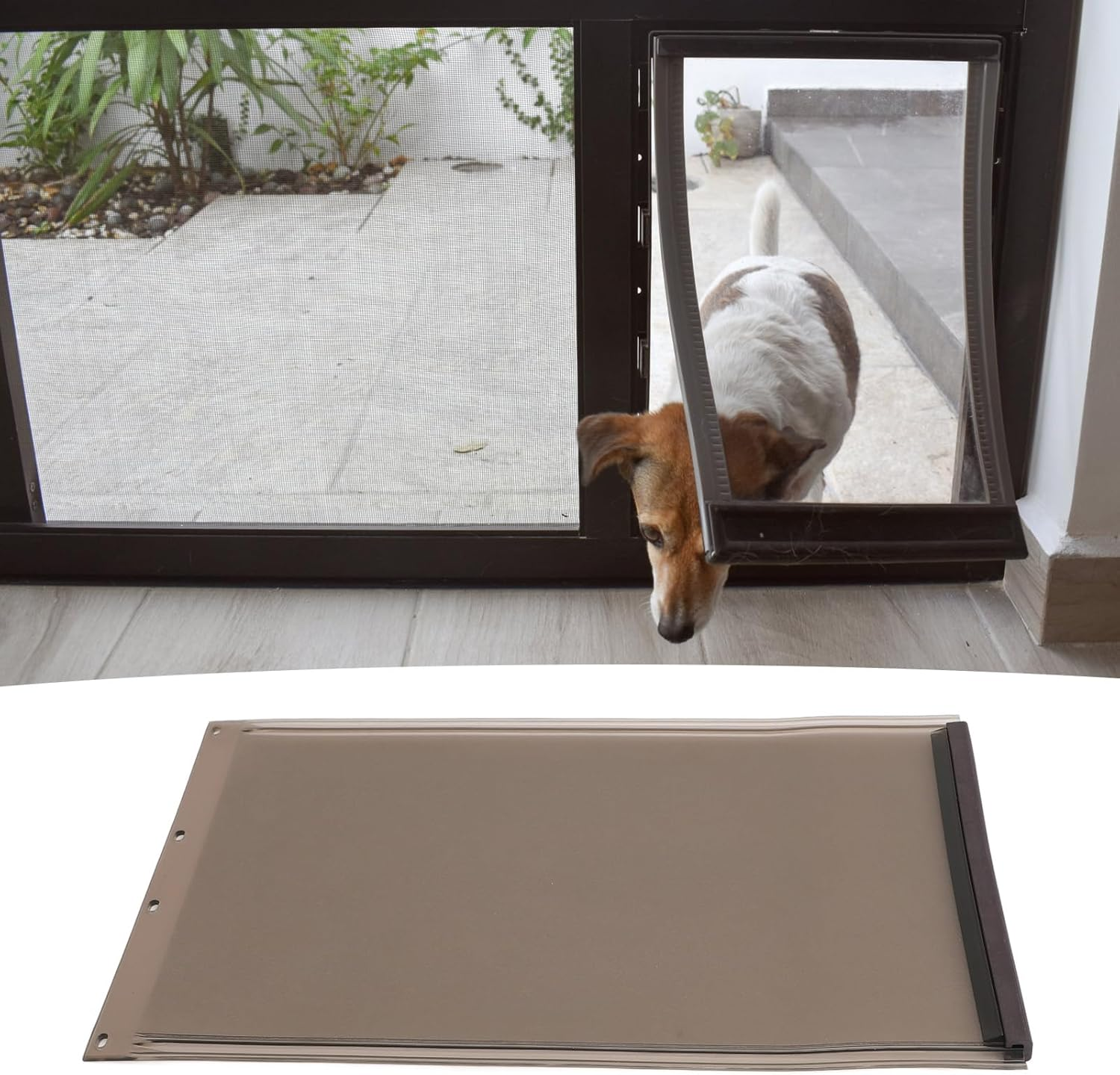 Gernie Dog Door Flap Replacement, Medium, White/Black/Brown, Plastic, Magnetic Closure, Suitable for Average-Sized Dogs and Households image number 5