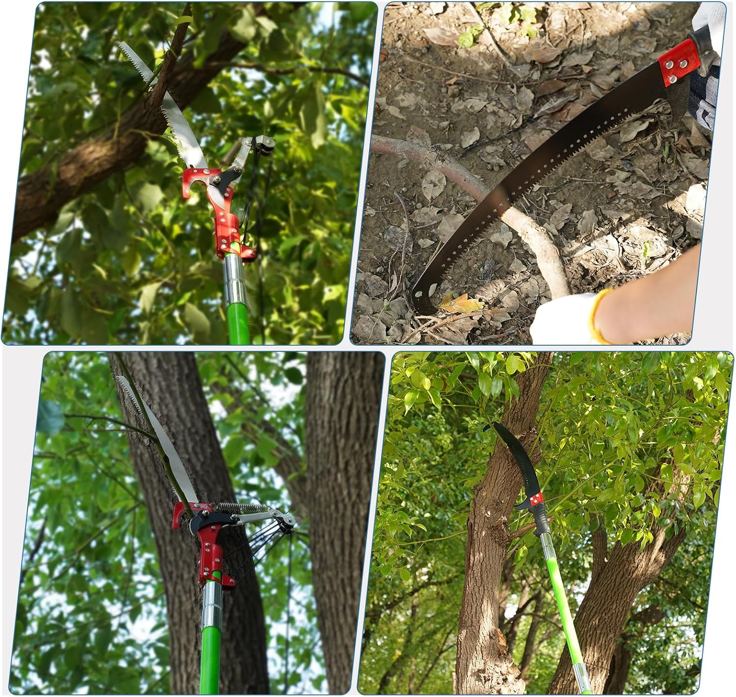30 Ft Manual Pole Saw, Extendable Tree Pruner Blade and Scissors Set with 9 Fiberglass Handles, Long Branch Pruner Retractable for Backyard and Garden, Bush Cutting and Pruning of Palm Trees image number 5
