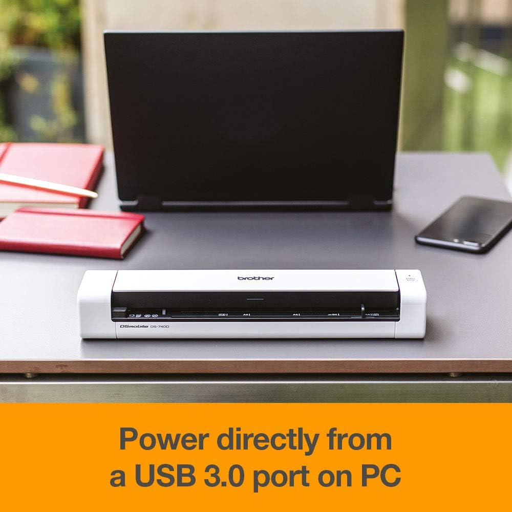 Brother DS-740D Document Scanner, USB 3.0, Dsmobile, Portable, 2 Sided Scanning, 15PPM, A4 Scanner, Includes Micro USB Cable