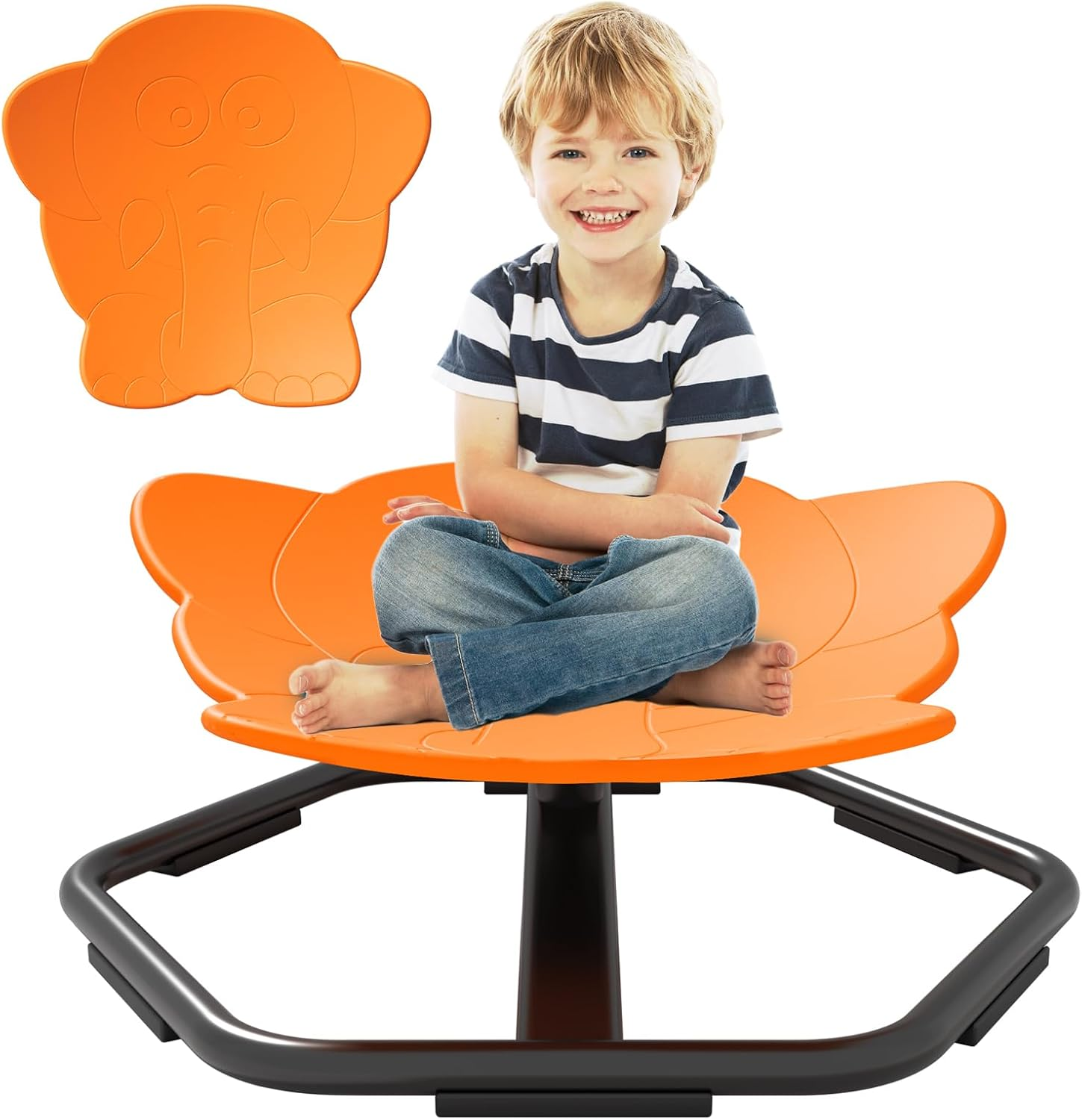 FAYDUDU Spinning Chair for Autism, Elephant Swivel Chair for Kids, 360&deg; Spinning Seat, Autism Sensory Equipment, Spinning Carousel Chair, Sensory Balance Toys for Boys Girls Birthday (Orange)