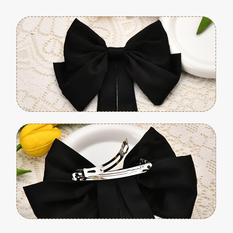 Big Black Hair Bow Clips for Women Girls Bow Knot Hair Clips Barrette for Girls Bowknot Hair Clip for Women Girls Bow Hair Decorations for Party Prom Canival image number 1