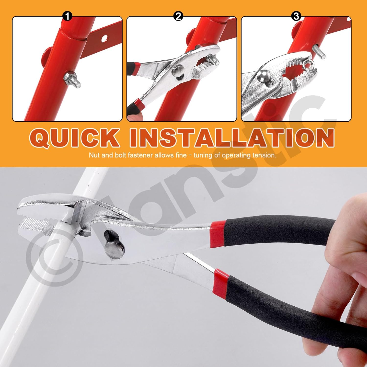 Tanstic 3Pcs 6" 8" 10" Slip Joint Pliers Set, Heavy Duty Carbon Steel Slip-Joint Pliers with Non Slip Handle image number 5