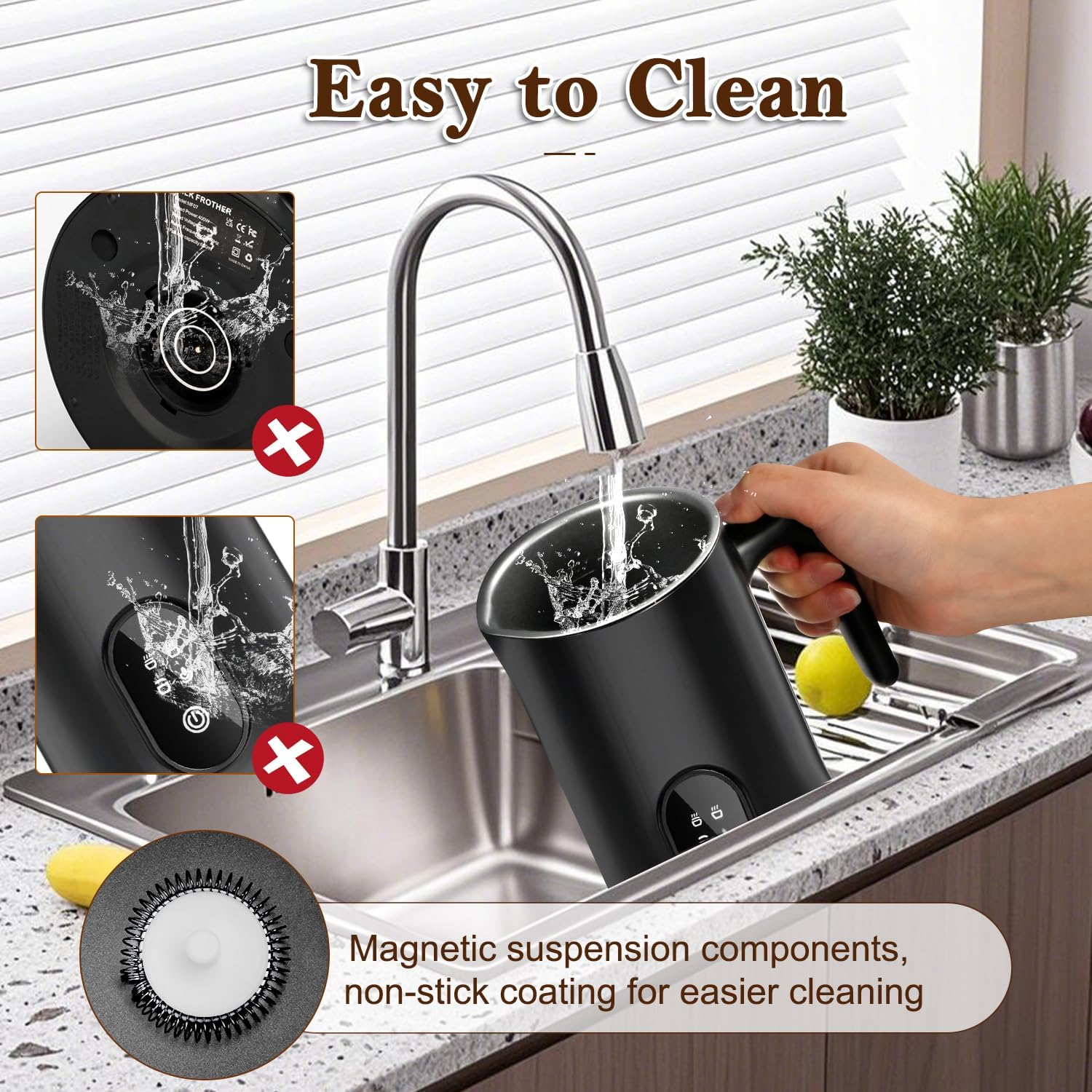 Milk Frother, Necomi Electric Milk Frother, Milk Heater 14.54Oz/430Ml 4 in 1 Coffee Steamer Frother, for Frothing and Heating Milk, for Latte, Cappuccino, Macchiato image number 5