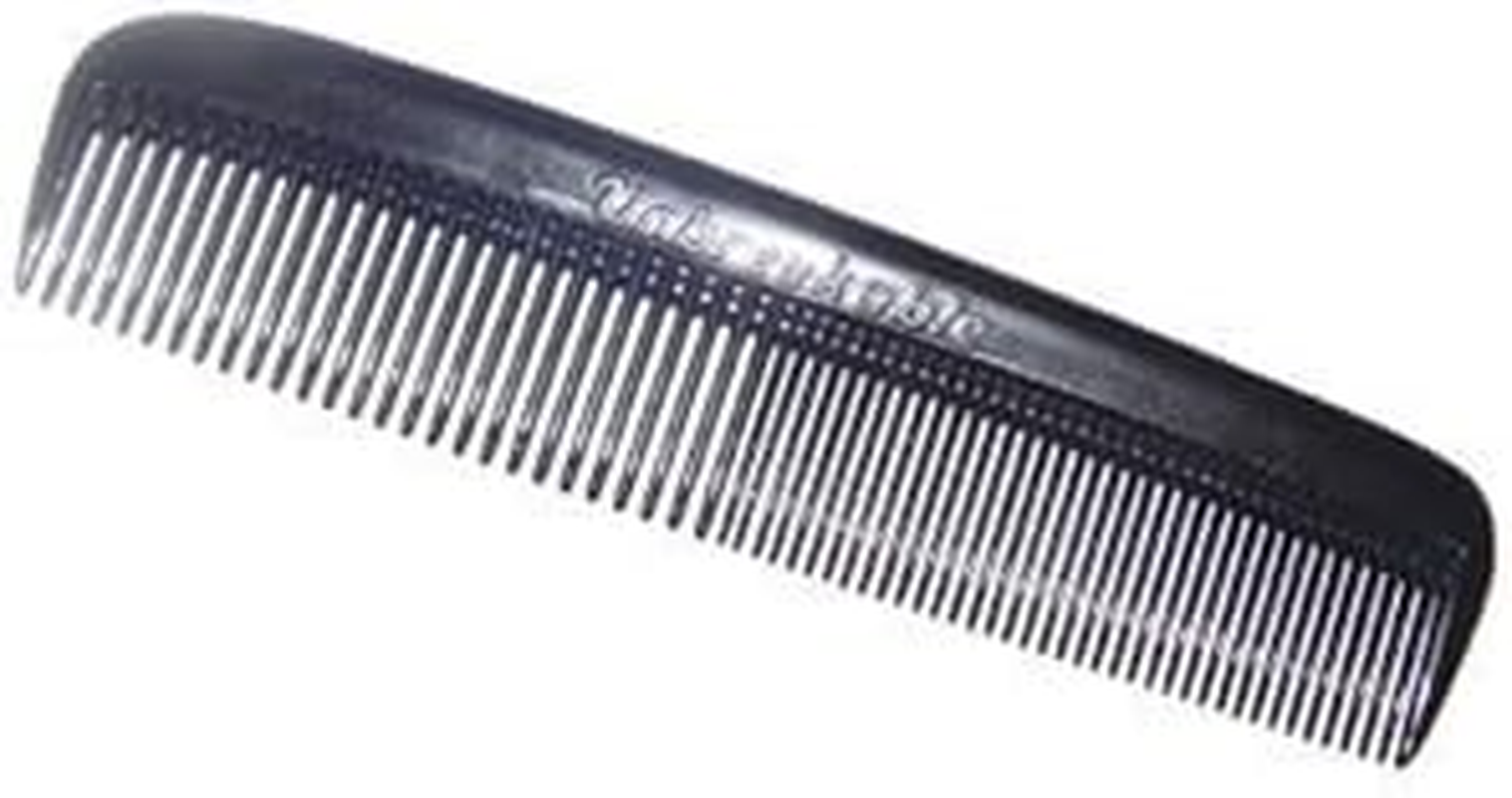 Soft 'N Style 5" Coarse Fine Pocket Comb - Set of 5 - Black - Unbreakable - Made in USA