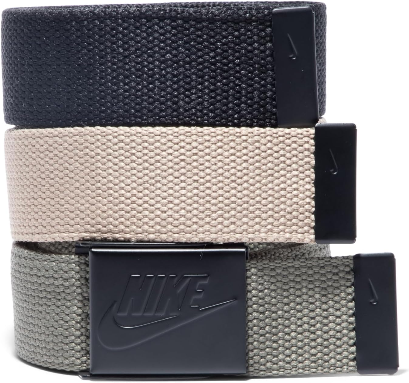 NIKE Men'S 3 Pack Web Belt, Black/Olive/Khaki, Futura, One-Size up to 42" image number 1