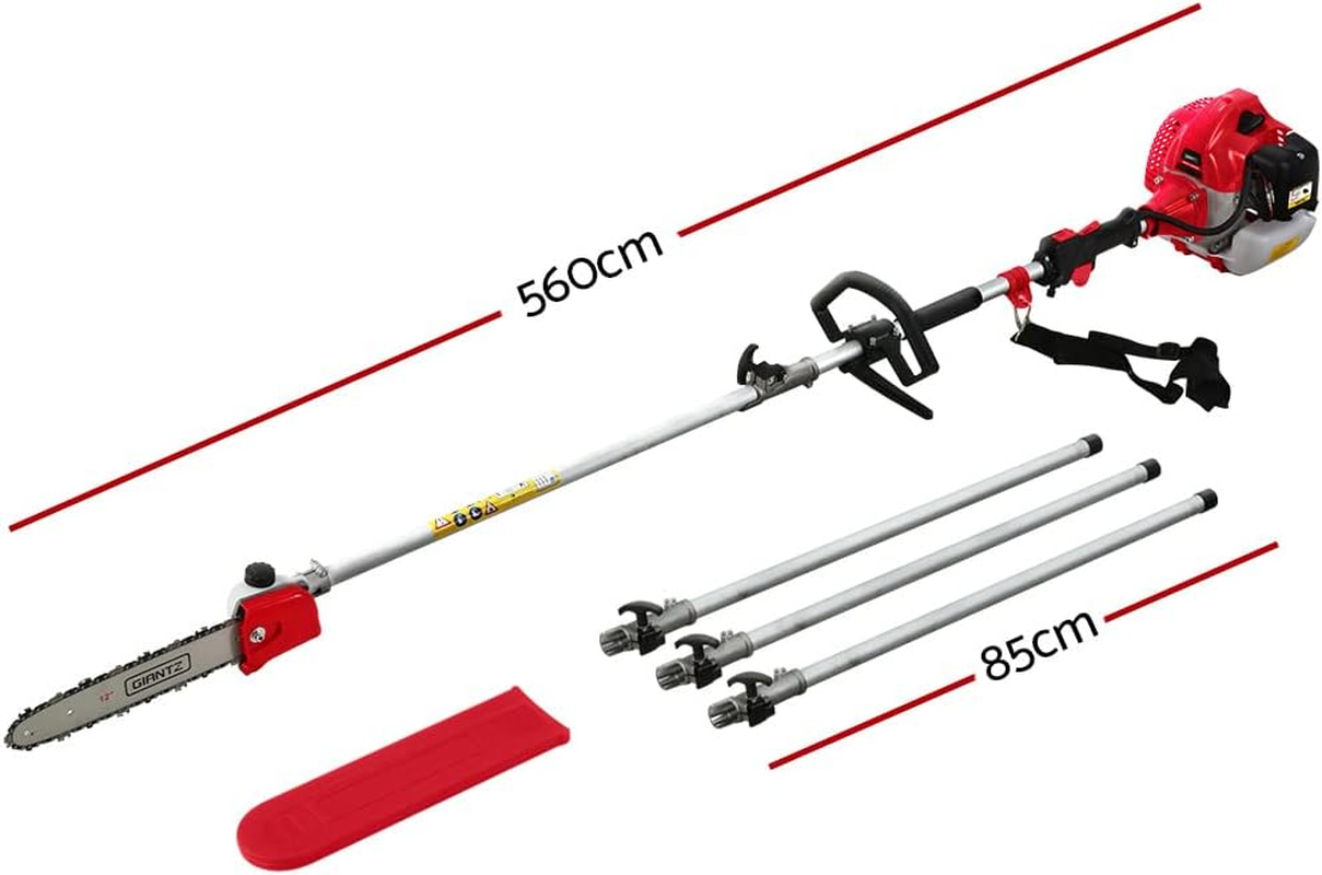 Giantz Pole Saw, 65Cc Hedge Trimmer Brush Cutter Poles Tree Pruner Chainsaw Cordless Petrol Hand Power Chainsaws Home Garden Farm Whipper Snipper Tool Saws, with Extra Chains Spark Plug 12" Bar Red image number 3