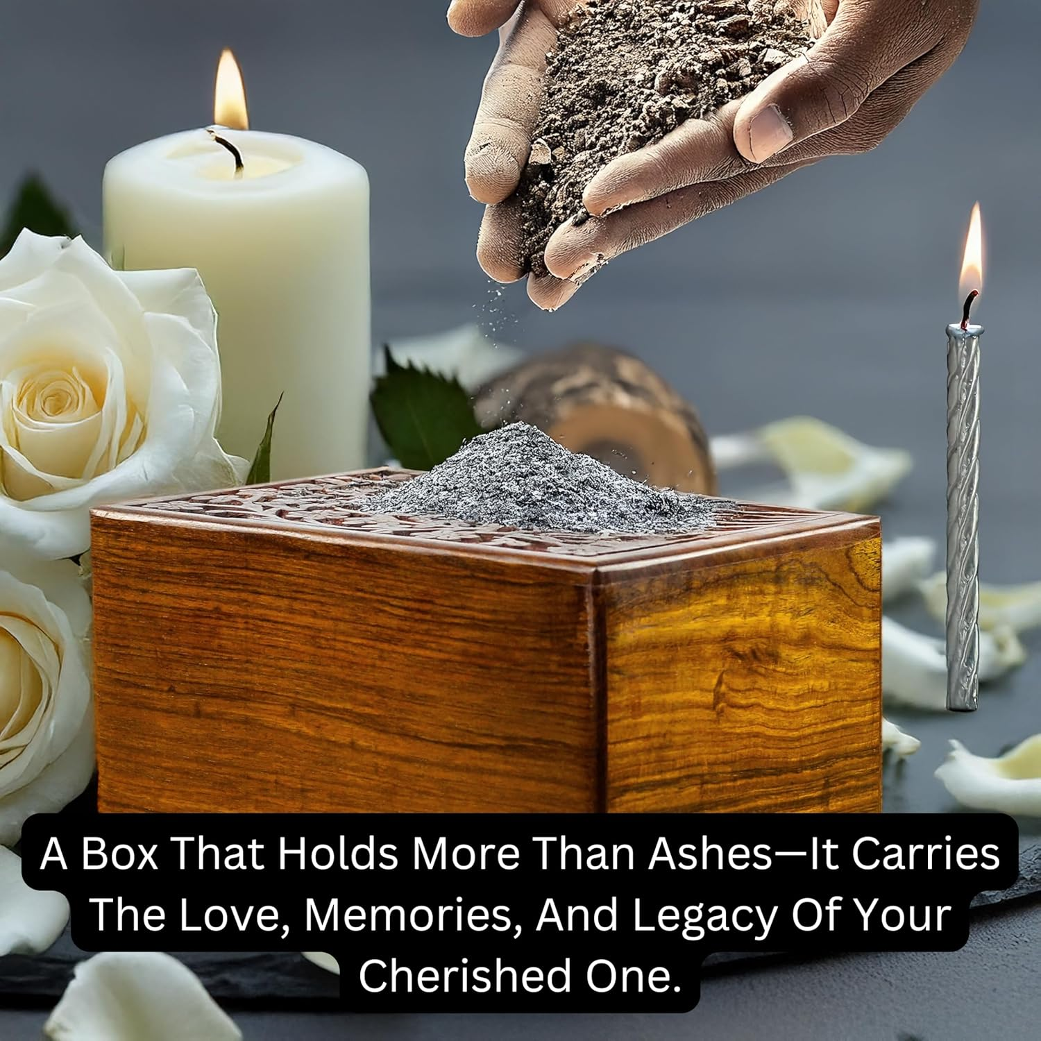 Artisans Crafted Premium Rosewood Decorative Hand Carved Wooden Urns | Carved with Precision | Memorial Wooden Urns for Loved Ones | Nagina International (Medium) image number 2