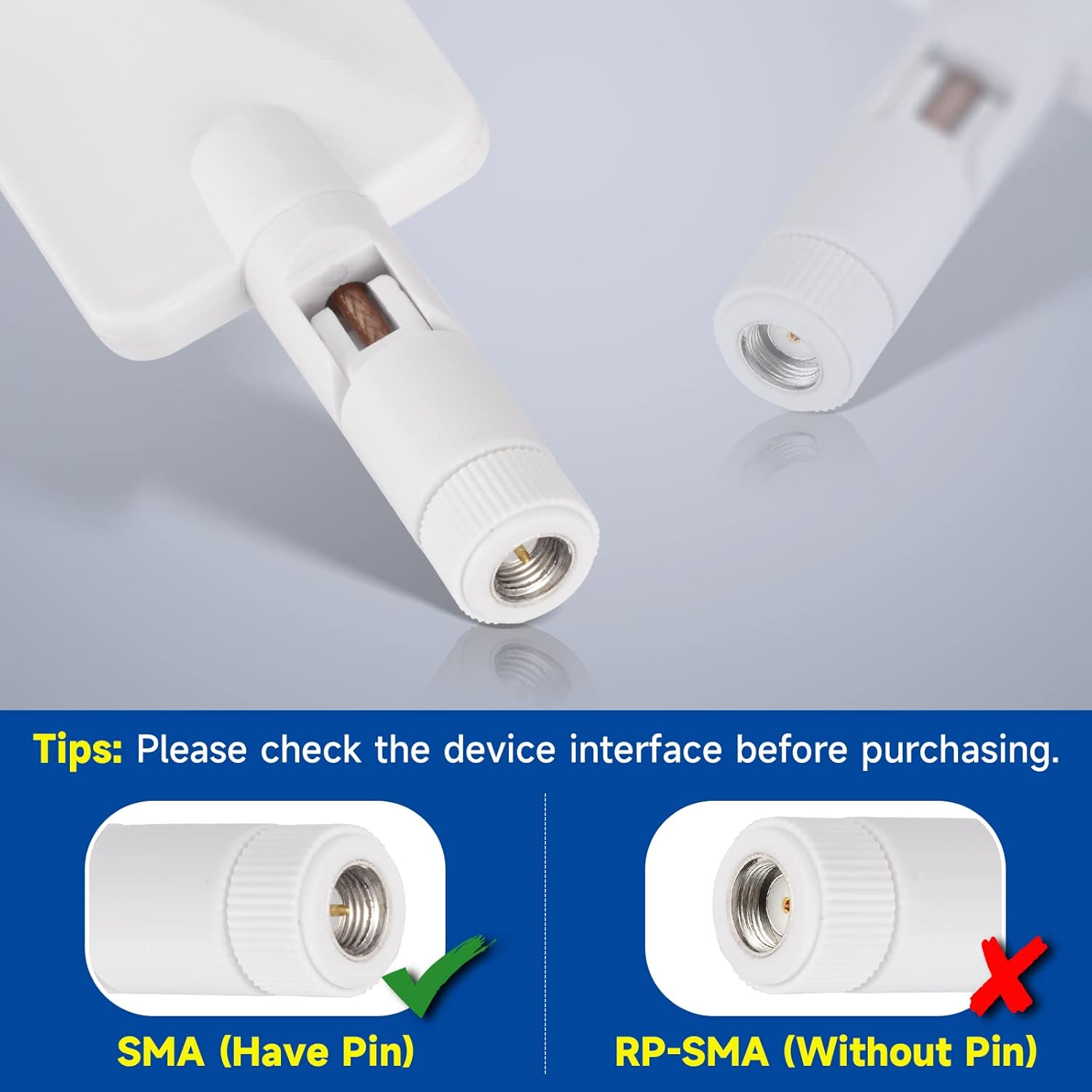 Bingfu Network SMA Male White Antenna (2-Pack) Compatible with Wireless CPE Router Gateway Industrial Iot Router Trail Game Camera Outdoor Security Camera image number 1