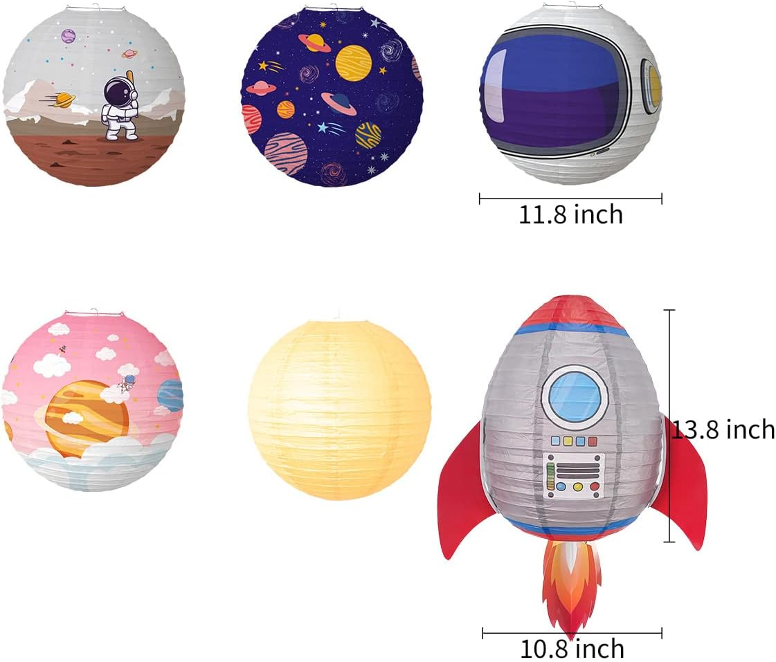 Outer Space Cartoon Rocket Hanging Planets Party Decorations - Kids & Classroom Science Astronaut Birthday Party Decorations image number 6