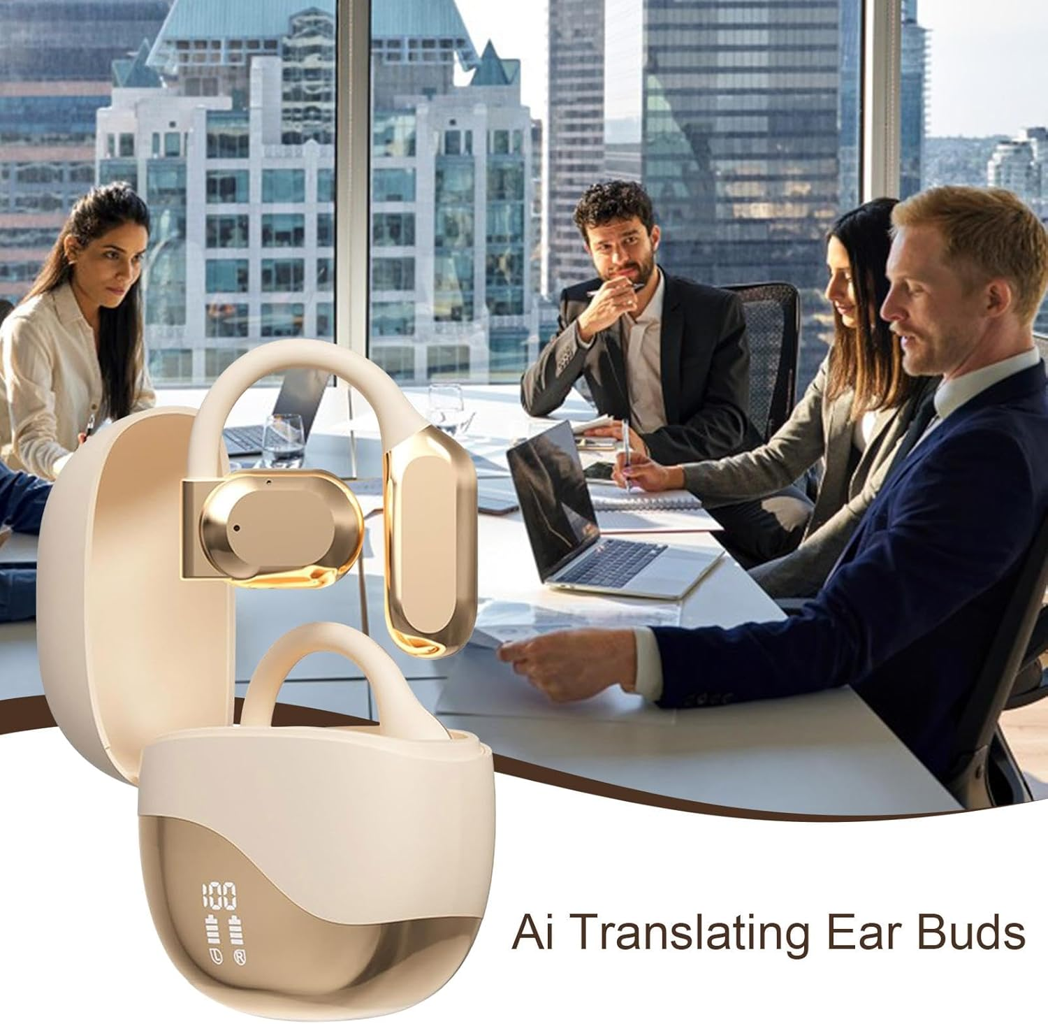 Ai Translating Ear Buds - Real Time Ai Language Translating Headphones,Instant Voice Translation 144 Languages Play Music Over-Ear for Business Learning