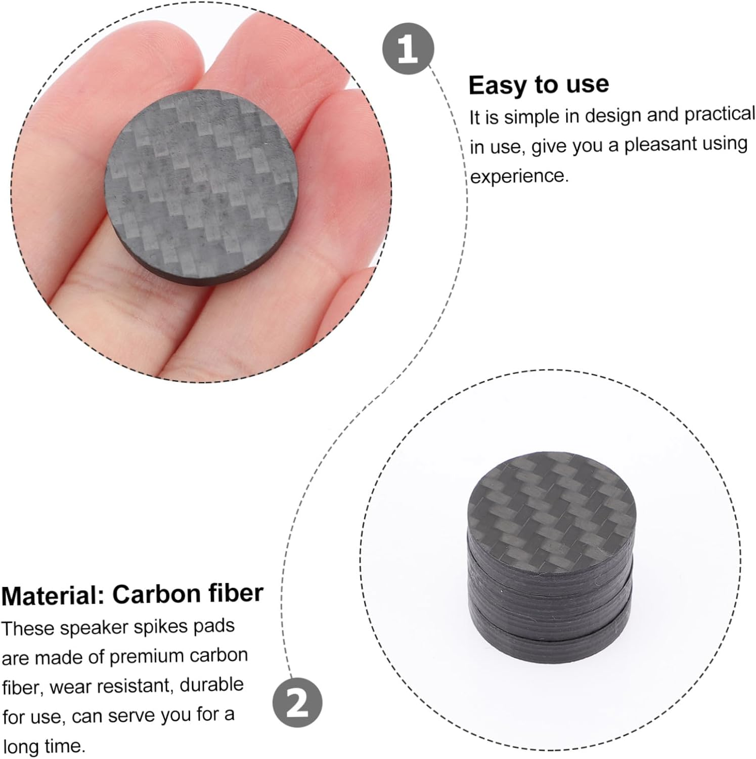 Sewroro Carbon Fiber Speaker Spikes Feet Pads 4Pcs 25X5Mm Vibration Isolation Soundproof Stand for Home Audio and Hifi Systems image number 2