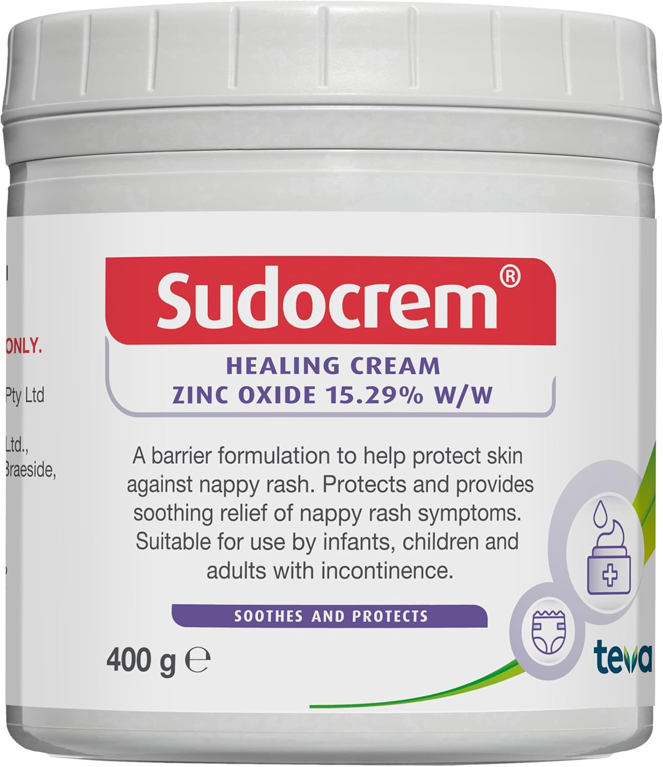 SUDOCREM - Healing Cream ; Soothes and Protects against Nappy Rash ; 400G