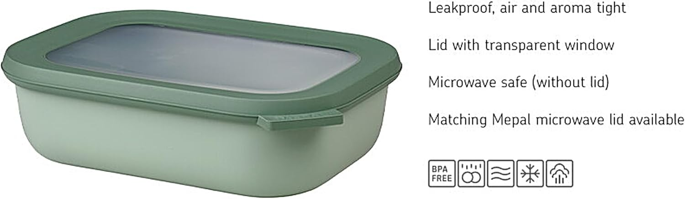 Mepal Cirqula Rectangular Multi Bowl 500Ml &ndash; Nordic White, Bpa-Free Airtight & Leakproof Food Storage Container with Lid, Microwave, Freezer & Dishwasher Safe, Made in Holland