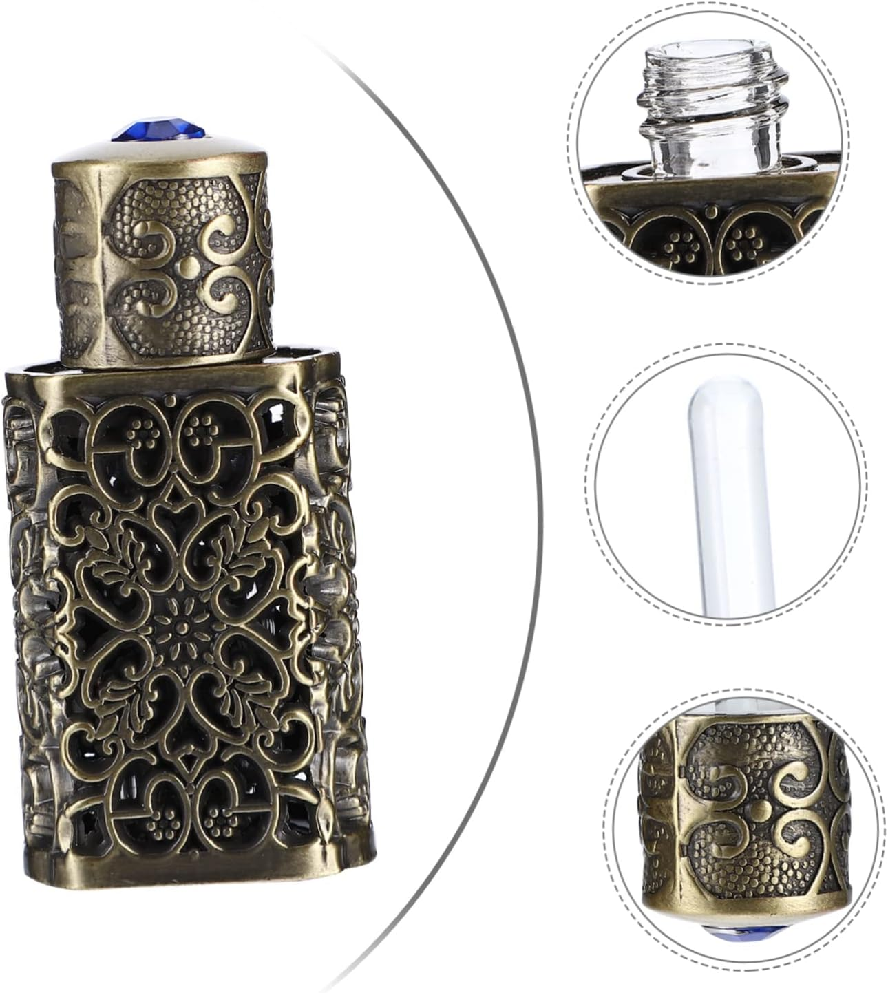 KOMBIUDA 3Pcs Hollow Flower Engraving Perfume Bottle Essential Oil Spray Bottle Travel Mist Spray image number 4