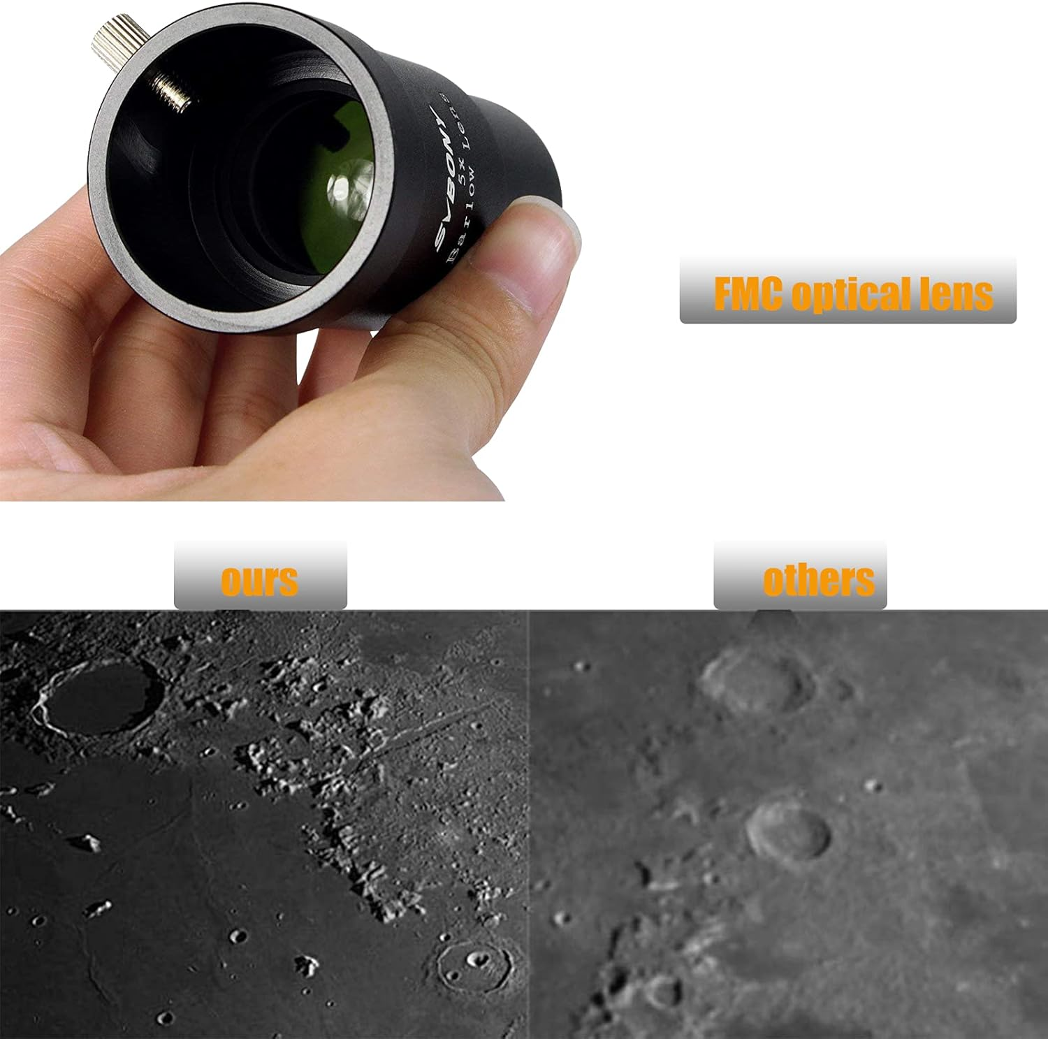 SVBONY Telescope Barlow Lenses, 1.25 Inch Telescope Accessory, Fully Metal Multi Coated Broadband Green Film Barlow Lens 5X for Telescope Astronomy Eyepiece image number 6