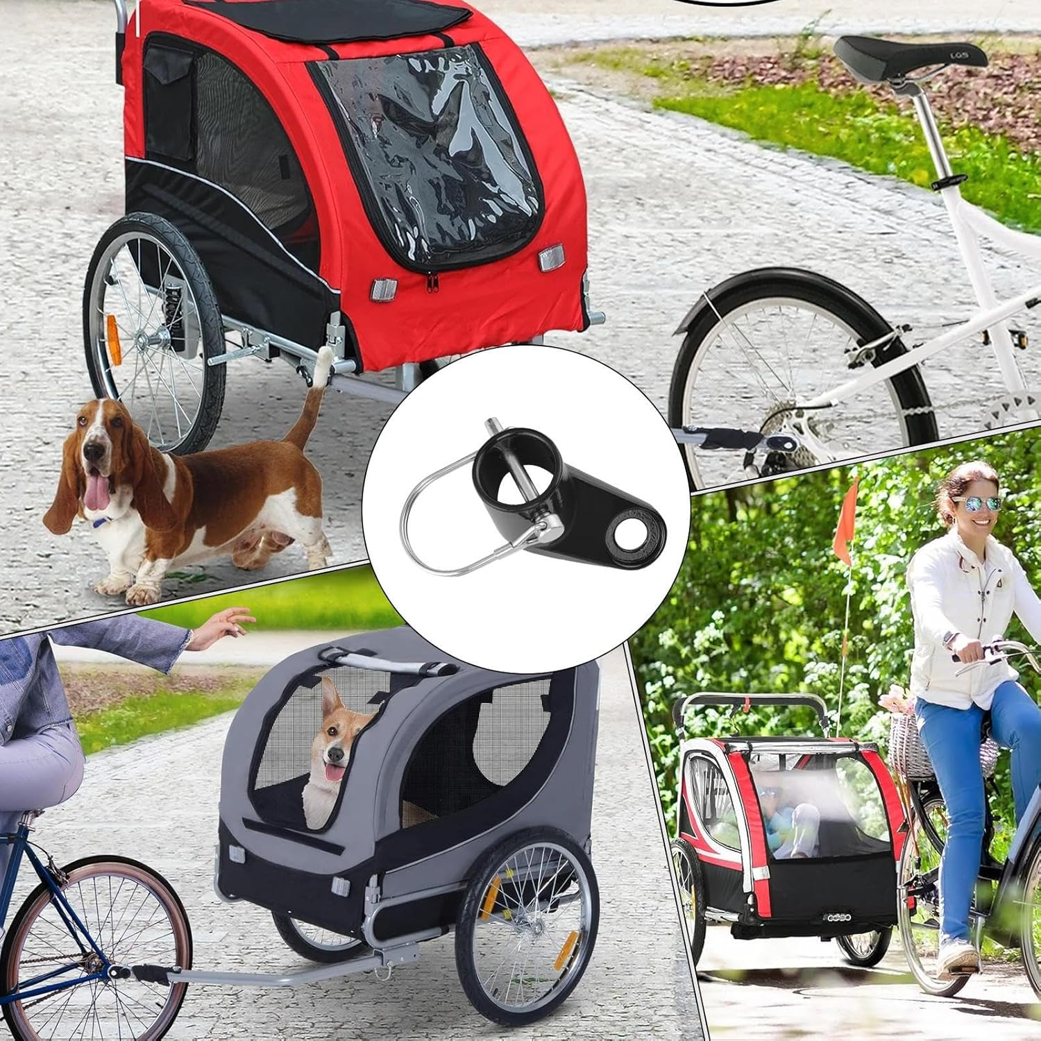 Bike Trailer Hitch Connector | Bike Hitch for Trailer | Attachment Hook Shock-Absorbing Quick-Release for Hiking Cycling Dog-Walking Road-Trip image number 3