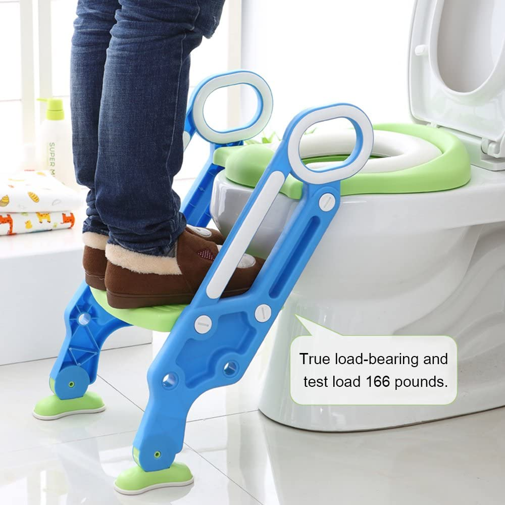 Potty Training Seat for Kids, ITOY&IGAME Toilet Seat for Potty Training Step Trainer Ladder Toilet Training Potty Seat Sturdy Comfortable Built in Non-Slip Steps Soft Pad for Baby Boys Girls image number 5