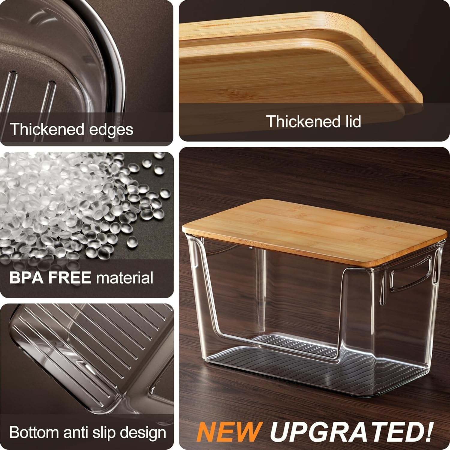 PKBD Pantry Organizers Storage, 2 Pack Stackable Kitchen Counter Bins for Onion Potato Garlic, Fruit Vegetable Produce Storage Space-Saving Countertop Organizer (30.5Cm&times;17.78Cm&times;17.78Cm） image number 2