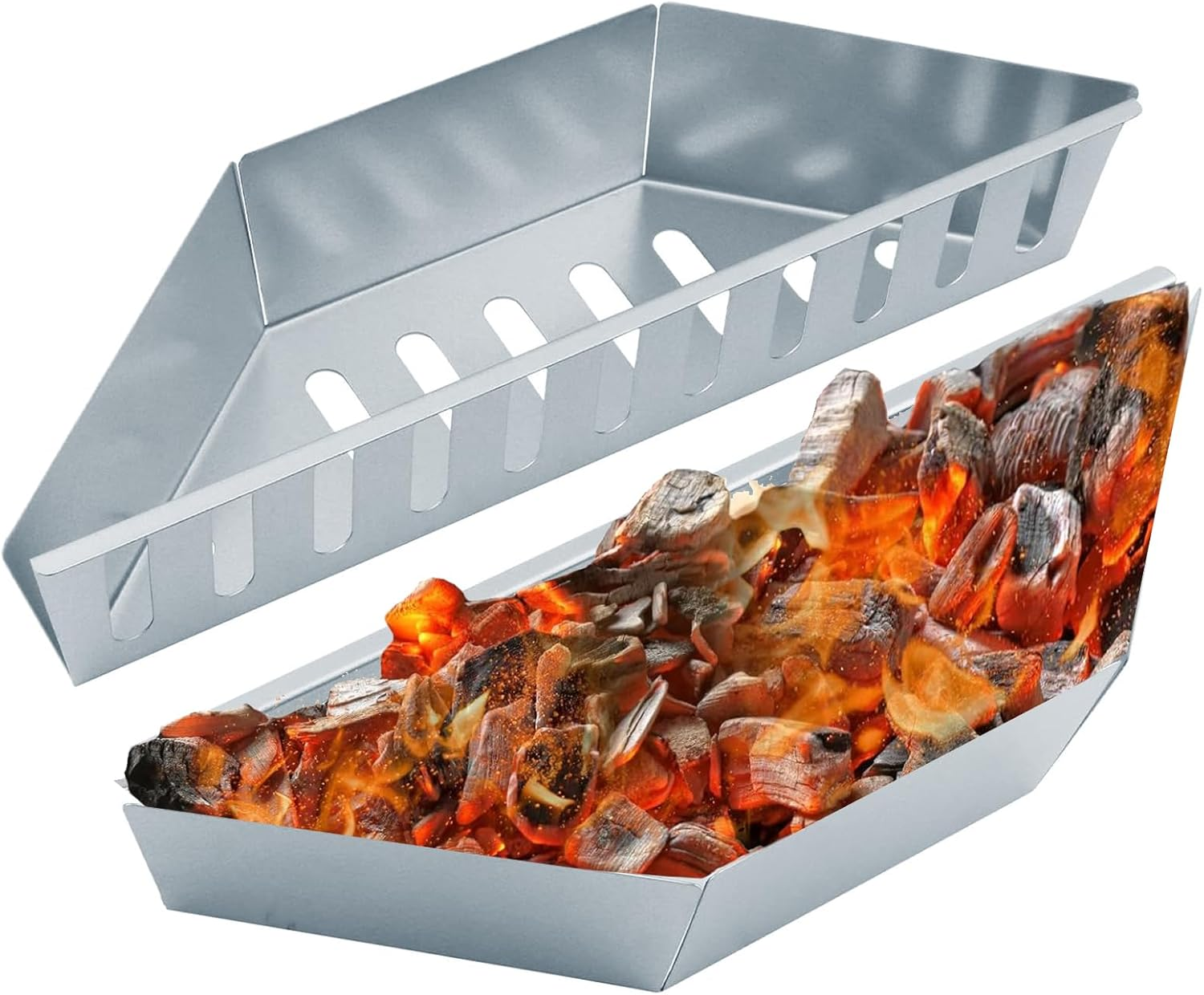 2 Pcs Charcoal Baskets, Steel Charcoal Holders for BBQ, Outdoor Grill Baskets, BBQ Accessries, Fits Most Barbecues and Most Kettle Grill
