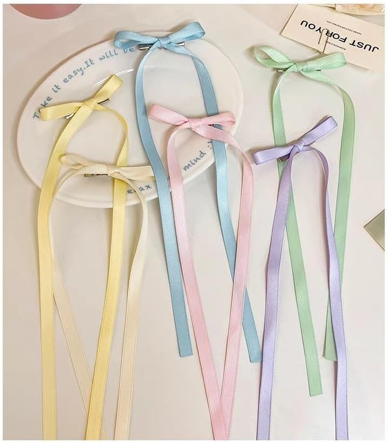 Pastel Ribbon Clips, 6 Colors, Set of 12, Hair Ornament, Small, Cute Hair Clip, Bow, Ribbon Clip, Women'S, Fashionable, for Fireworks Festivals, Birthdays, Coming-Of-Age Ceremonies, School Entrance image number 1
