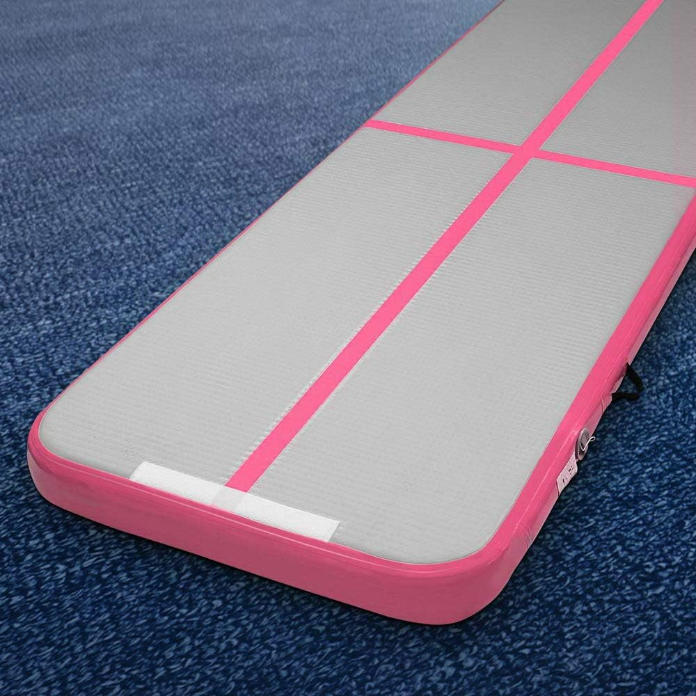 X 1M Air Track Mat Gymnastic Tumbling Pink Grey Inflatable Exercise Mat Fitness image number 2