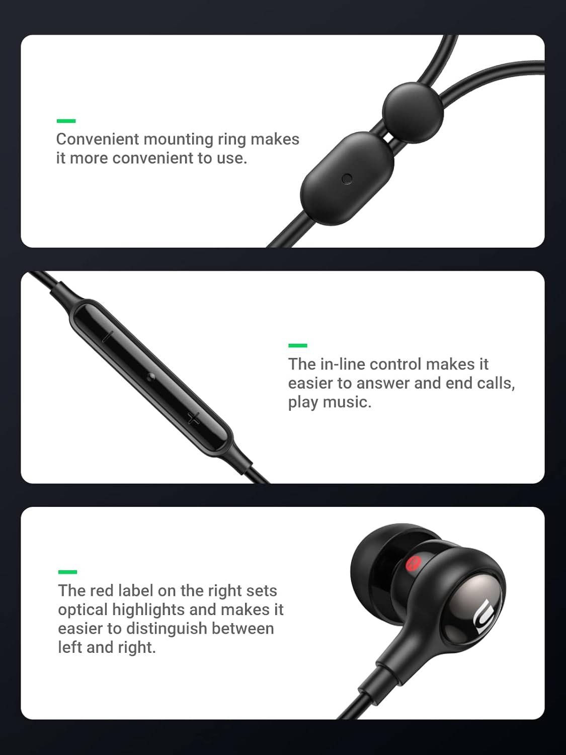 UGREEN 3.5Mm Earbuds Wired Headphones with Microphone and Volume Control Noise Cancelling Headphones Hifi Stereo Wired Earbuds Compatible with Galaxy A12 A52 Moto G Power G10 Google Pixel 4A image number 1