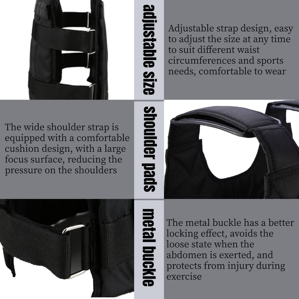 Weighted Vest, 20KG Weight Jacket Exercise Weightloading Training Waistcoat for Boxing Workout Fitness Running Weightlifting Training Powerlifting image number 1