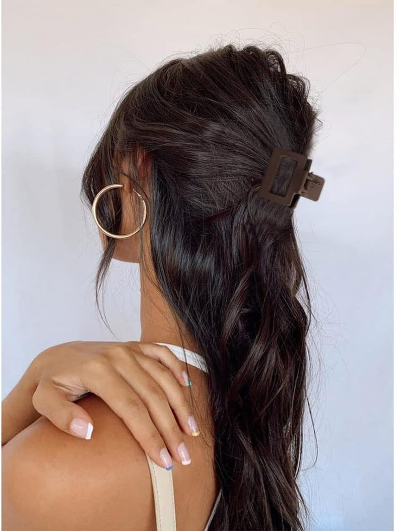 4PCS Hair Clips Set - Small Neutral Color Matte Claw Clips for Thin and Thick Hair, 2 Square Hair Accessories for Women image number 2