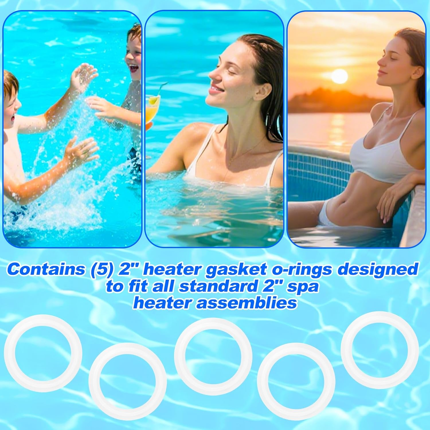 5Pcs 2In Spa Hot Tub Heater Gasket, Silicone O-Ring 711-4030B Compatible with Gecko Hydro Quip for Hot Tub Pump Leak-Proof & Heater Joint Seals image number 3