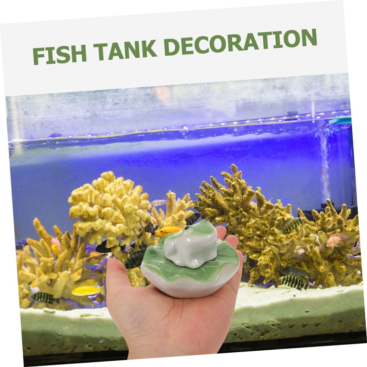 Unique Fish Tank Accessories 2 Sets of Ceramic Floating Frog Tea Pets Decorative Animal Statues image number 2
