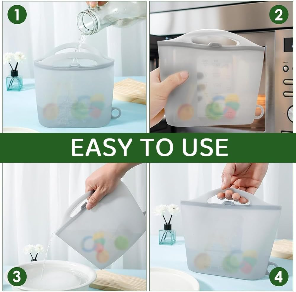 Silicone Steam Sanitizing Bag 1.5 L &ndash; Reusable Microwave Steam Bags for Baby Bottles, Breast Pump & Accessories &ndash; Fresh-Keeping Storage Bag for Travel & Home (Gray) image number 5