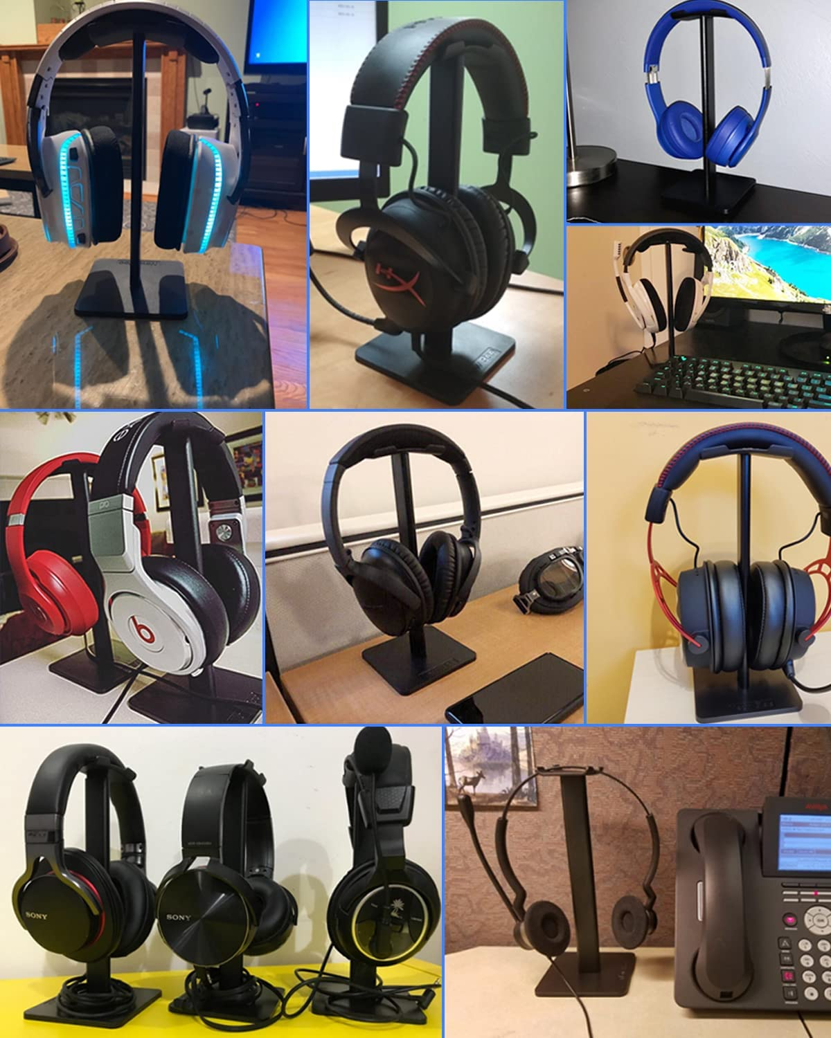 Headphone Stand Headset Holder New Bee Earphone Stand with Aluminum Supporting Bar Flexible Headrest ABS Solid Base for All Headphones Size （Silver）&hellip; image number 6