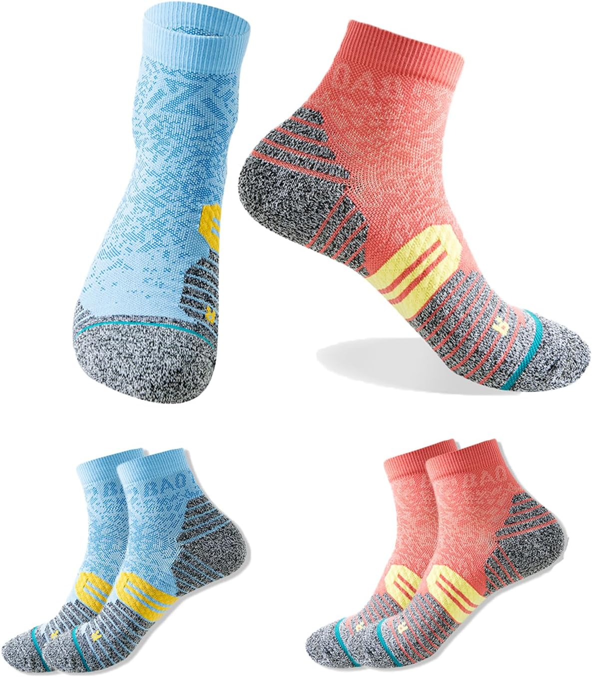 2/3 Pairs Ankle Socks Men Women Breathable Cotton Cushion Tab Crew Socks Wicking Non-Slip Athletic Trainer Socks X131 image number 5